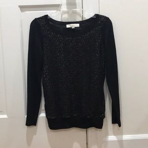 LOFT Black Lace Knit Sweater